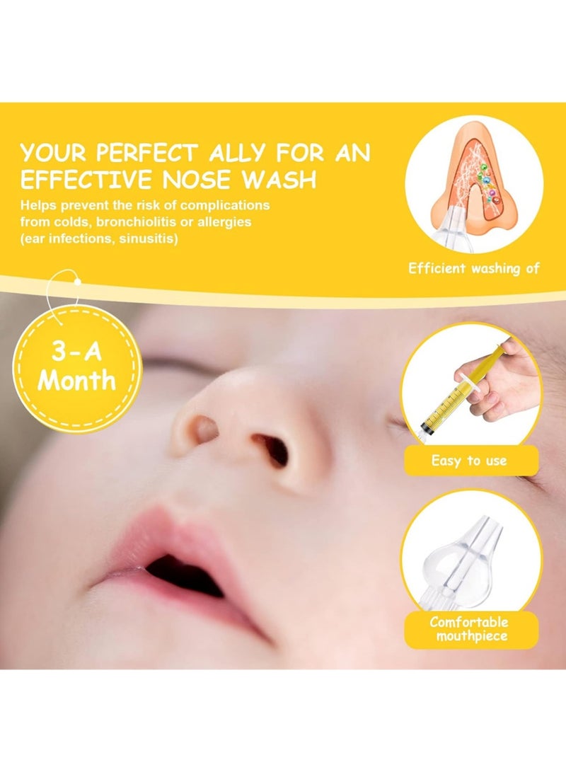 YOUGE Baby Nasal Irrigator, 4PCS Nasal Syringe for Baby, Syringe Nasal Irrigator with Tweezers & Cleaning Brush, Baby Nasal Aspirator with Silicone Nasal Suction Tips Portable Baby Nasal Syringe - Image 5